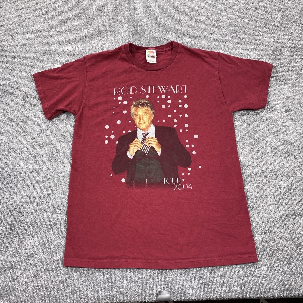 Vintage Rod Stewart Shirt Mens Medium Red Tour 2004 00s